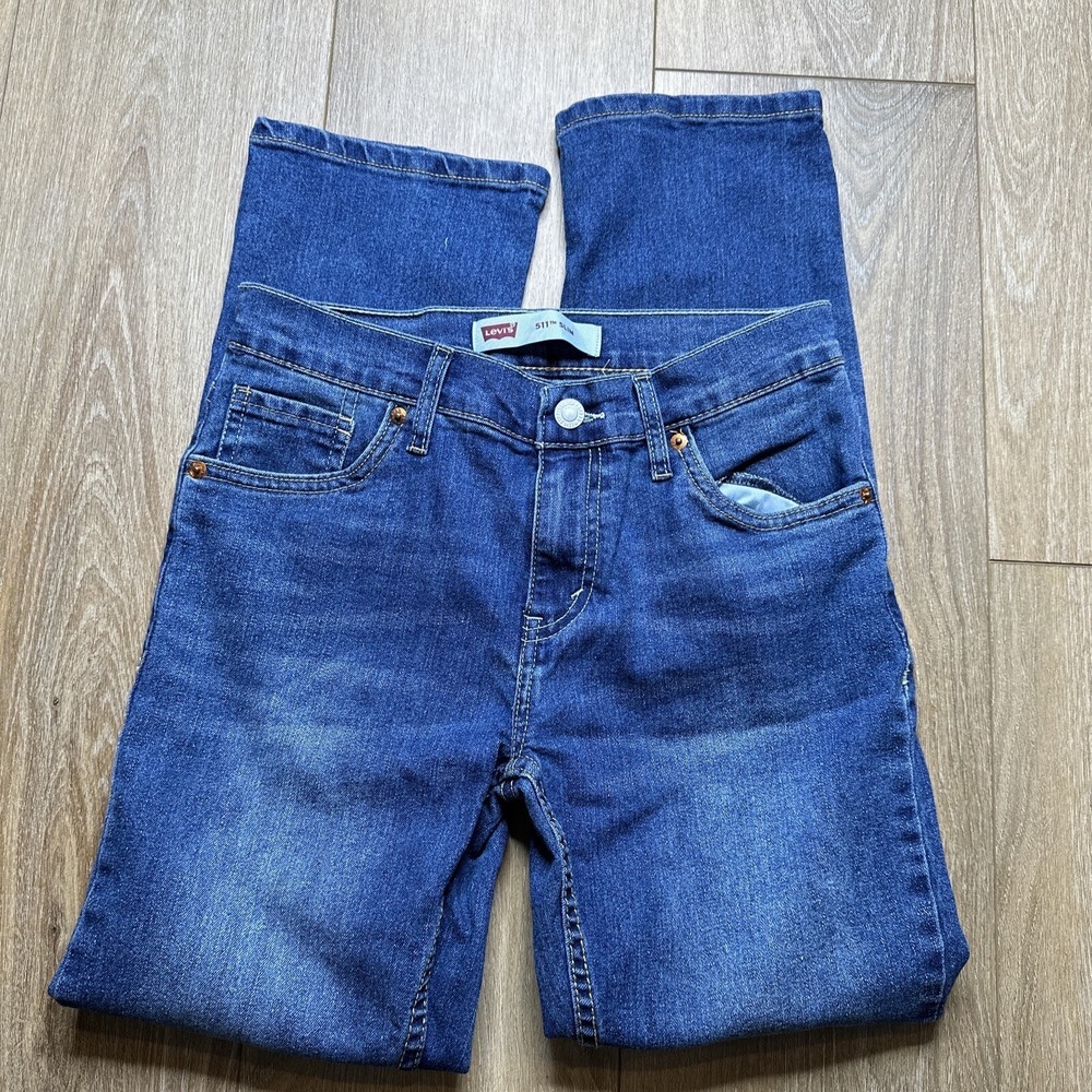 Levi's Boys 511 Slim Fit Stretch Blue Denim Jeans 14 R 27x27 Pants Preowned - Picture 3 of 7